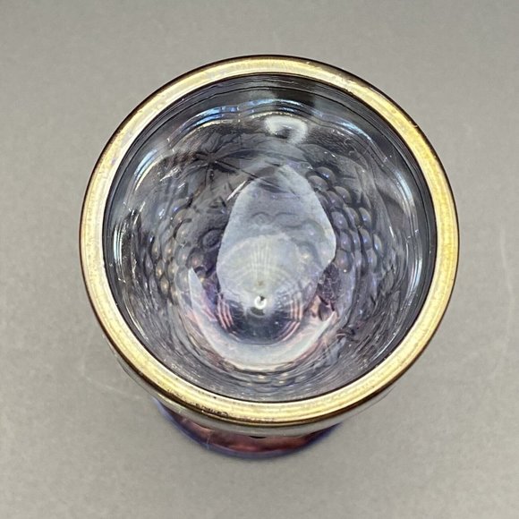 Imperial Purple Carnival Glass Grape Wine Glass Stem Wine Glass 4" Tall - Picture 5 of 10